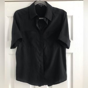 Express Short-Sleeve Collared Button Down (Black)